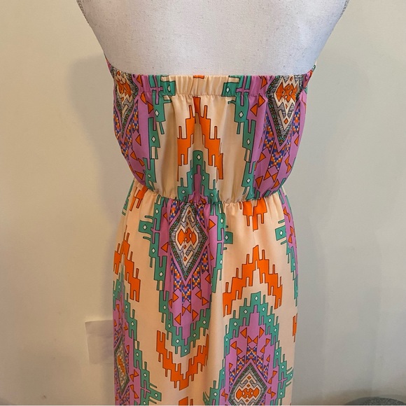 Pink Owl Aztec Print Strapless Maxi Dress Size Medium New With Tags - Picture 4 of 10